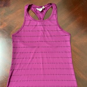 Athleta Mesh High Neck Stripe Chi Tank